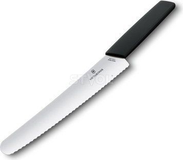 Ніж кухонний для хліба Victorinox Swiss Modern 22 cм, чорний, блістер 6.9073.22WB фото