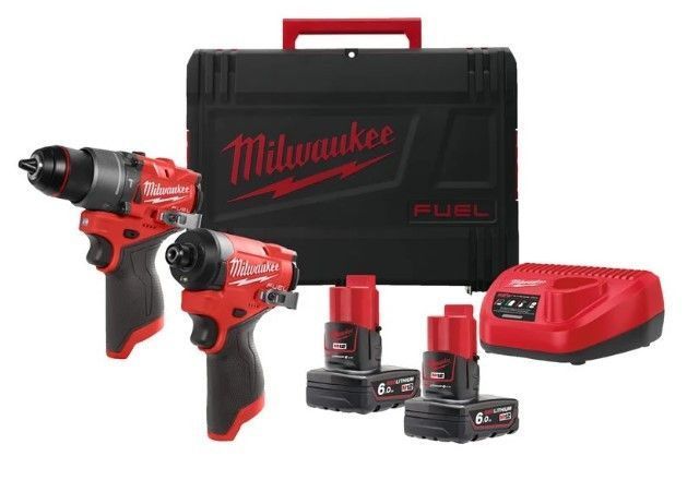 Набір з 2х інструментів безщіткових акумуляторних MILWAUKEE M12 FPP2A2-602X (дриль-шуруповерт з ударом M12 FUEL FPD2-0, гвинтове 4933480588 фото