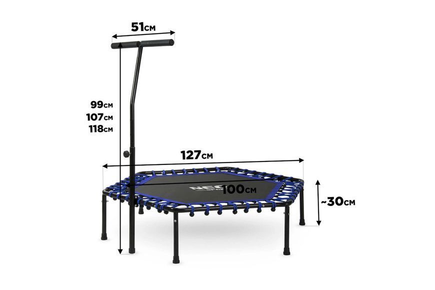 Батут для фітнесу Neo-Sport 1102 з поручнем 4 фути 127 см чорно-синій 5903890604332 5903890604332 фото