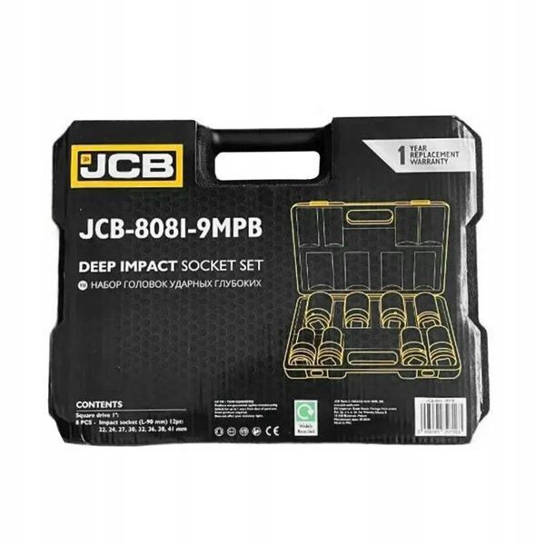 Набір головок ударних глибоких 8 од. 1'' (12-гр.) JCB Tools JCB-8081-9MPB JCB-8081-9MPB фото