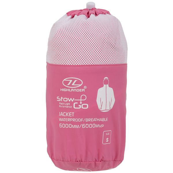 Вітрівка жіноча Highlander Stow & Go Pack Away Rain Jacket 6000 mm Pink S (JAC077L-PK-S) 928373 фото