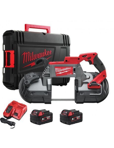 Пила стрічкова акумуляторна MILWAUKEE, M18 CBS125-502C (зарядний пристрій М12-18 FC, 2 акумулятори М18 В5 5Аг, кейс) 4933448195 фото
