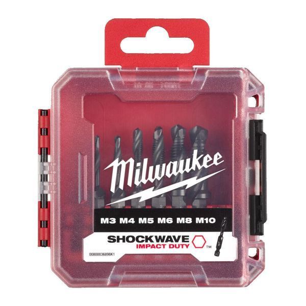 Набір мітчиків-свердел HSS-G MILWAUKEE, (M3/M4/M5/ M6/M8/M10) (6шт) пластиковий кейс 4932498267 фото