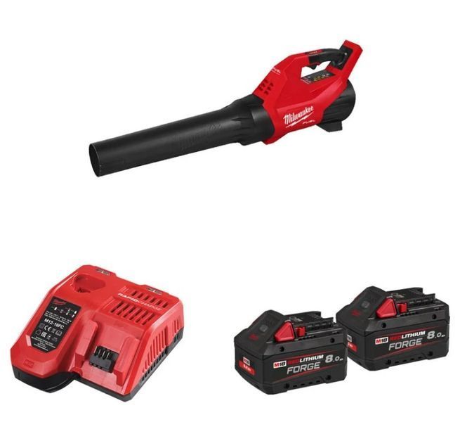 Повітродувка акумуляторна безщіткова MILWAUKEE, M18 FBLG3-802 (зарядний пристрій M12-18 FC, 2 акумулятори FB8 8Аг, картонне паку 4933499233 фото