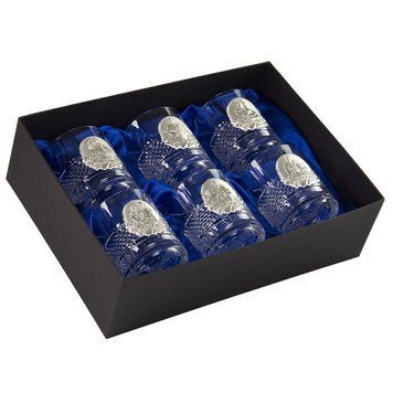 Набір бокалів для віскі &laquo;Козаки&raquo; Boss Crystal, 6 бокалів, срібло, кришталь BCR6K/Brill фото