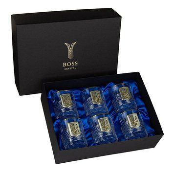 Набір для віскі BOSS CRYSTAL ТРИЗУБ 6 келихів із позолотою кришталь захисний лак B6TRY1GG/L B6TRY1GG/L фото