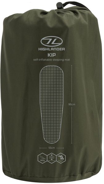 Килимок самонадувний Highlander Kip Self-inflatable Sleeping Mat 3 cm Olive (SM126-OG) 929795 фото