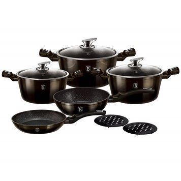 Набор посуды Berlinger Haus Metallic Line Shiny Black Edition 13 предметов (BH-6615) BH-6615 фото