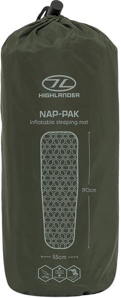 Килимок надувний Highlander Nap-Pak Inflatable Sleeping Mat 5 cm Olive (AIR071) 929796 фото