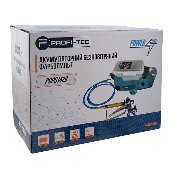 Акумуляторний безповітряний фарбопульт PROFI-TEC PCPS1420 (без акумулятора та зарядного пристрою) 006295P фото