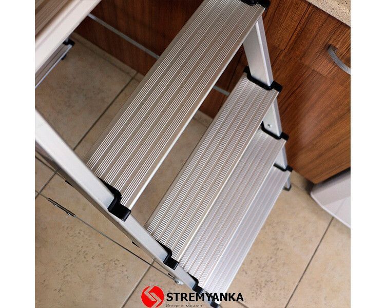Двостороння драбина алюмінієва VIRASTAR Olympos 2x5 щаблів OL5-LFD115AL фото
