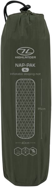 Килимок надувний Highlander Nap-Pak Inflatable Sleeping Mat XL 5 cm Olive (AIR073-OG) 930483 фото