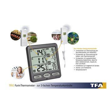 Термометр цифровий TFA Trio 2 зовнішніх радіодатчика 116х24х126 мм 30306210 фото