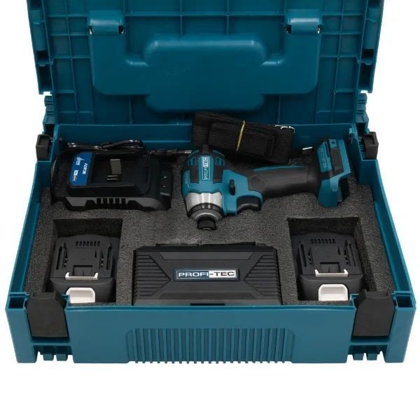Акумуляторний імпульсний гвинтоверт PROFI-TEC PID1820BL POWERLine (набір біт, 2&times;PT2020MP (2.0 Аг), 7224 007224P фото