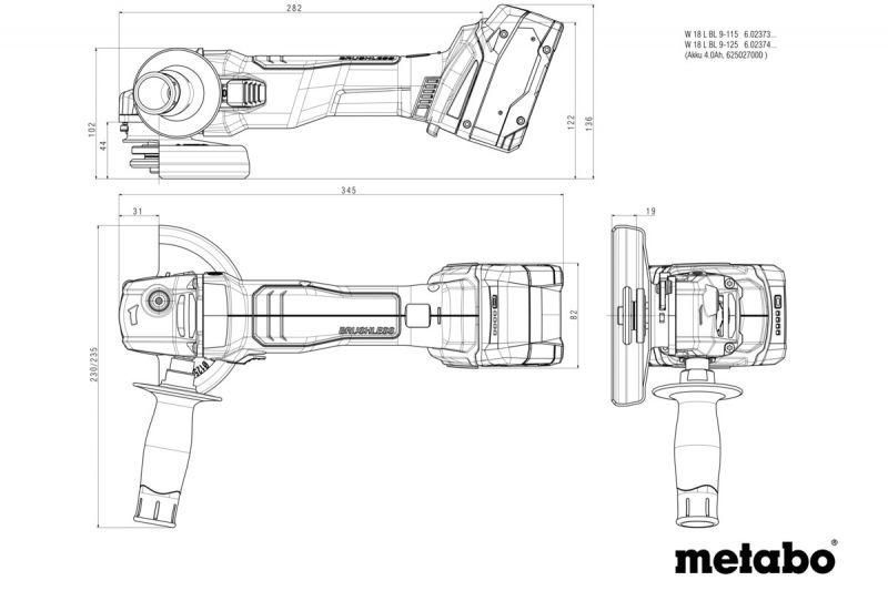 Акумуляторна болгарка Metabo W 18 L BL 9-125 602374510 602374510 фото