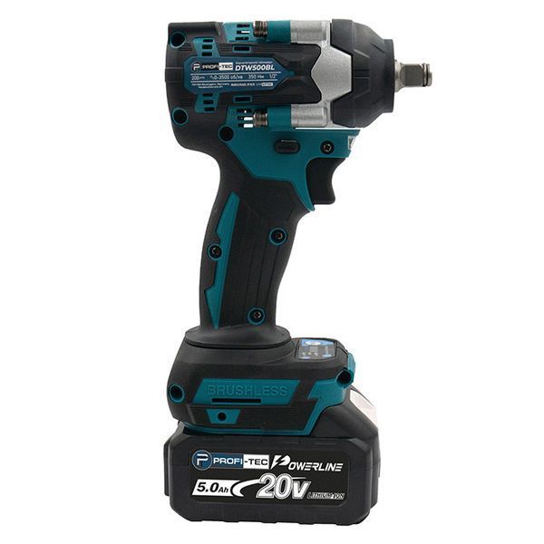 Акумуляторний гайковерт PROFI-TEC DTW500BL PLUS POWERLine (набір біт і головок, 2 акб + ЗП) 005691P фото