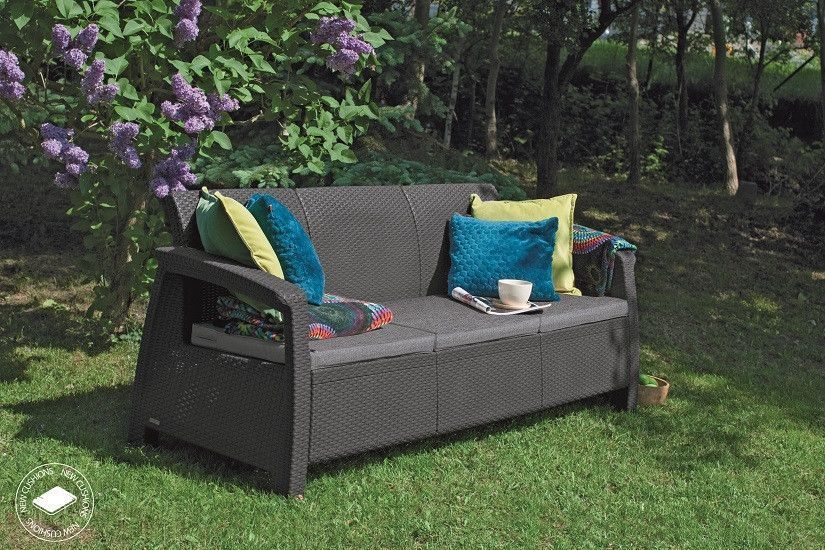 Софа садова пластикова Keter Corfu love seat max, сіра 8711245158761 фото