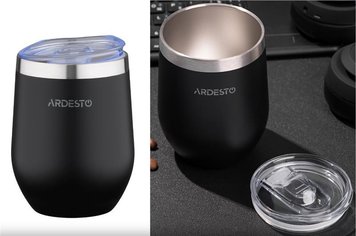 Термокухоль Ardesto Compact Mug 350 мл, нержавіюча сталь, чорний AR2635MMB фото