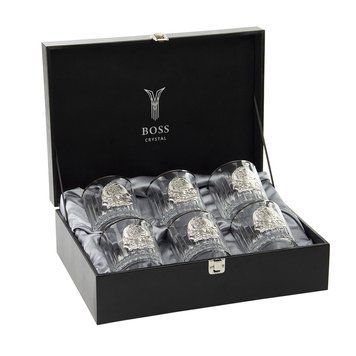 Сет кришталевих стаканів з платиною Boss Crystal &laquo;Келих ЛІДЕР&raquo;, 6 келихів, срібло BCR6LPL фото