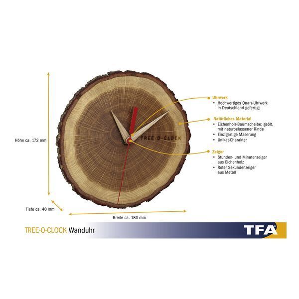 Настінний годинник TFA "Tree-o-Clock" (60304608) 60304608 фото