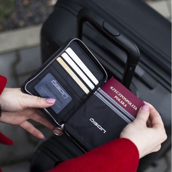 Гаманець на блискавці OGON Quilted Passport, чорний QP_Black QP_Black фото