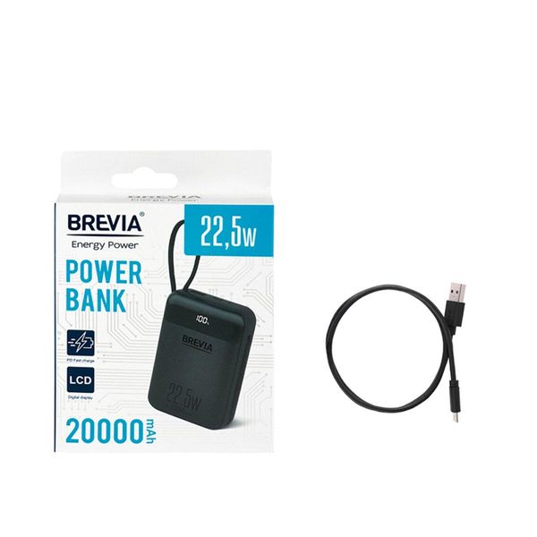 Повербанк (Power Bank) Brevia 20000mAh 22.5W Type-C+Lightning Cable, Li-Pol, LCD 45222L фото