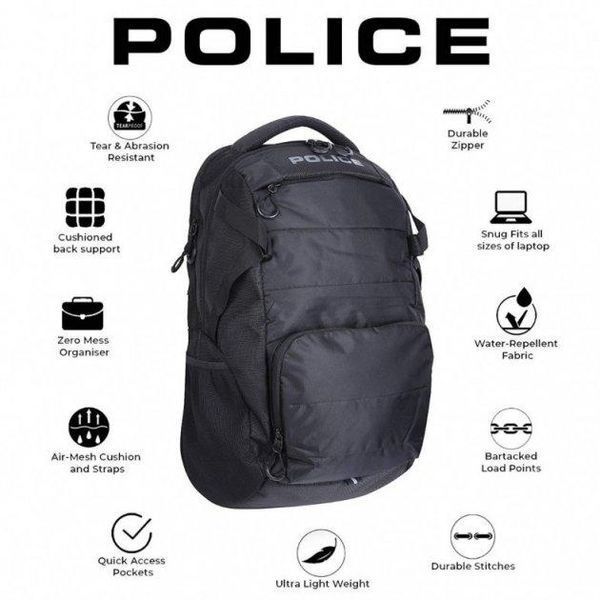 Рюкзак із відділенням для ноутбука POLICE HEDGE BACKPACK ARMY зелений / чорний PTO020008_1-2 фото