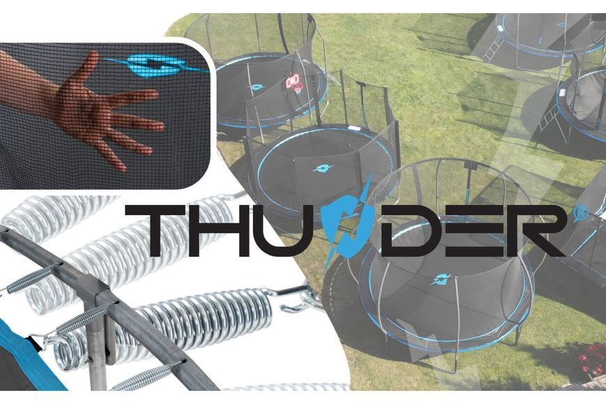 Батут THUNDER OUTSIDE PRO з зовнішньою сіткою 12 футів 366 см чорно-блакитний OUTSIDE-PRO-12FT-BLUE OUTSIDE-PRO-12FT-BLUE фото