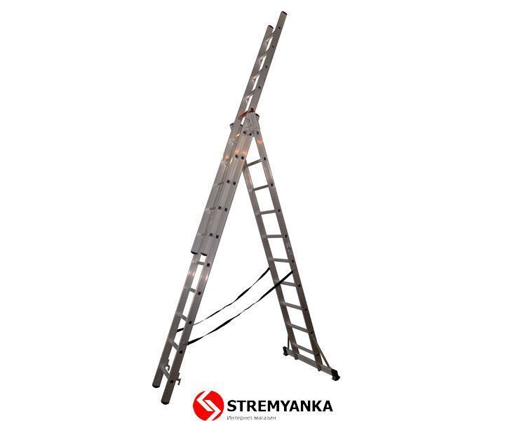 Трехсекционная алюминиевая лестница VIRASTAR 3x10 ступеней TS190 фото