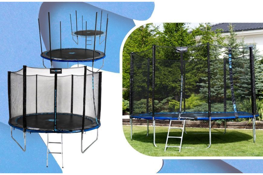Батут THUNDER OUTSIDE PRO з зовнішньою сіткою 8 футів 244 см чорно-блакитний OUTSIDE-PRO-8FT-BLUE OUTSIDE-PRO-8FT-BLUE фото