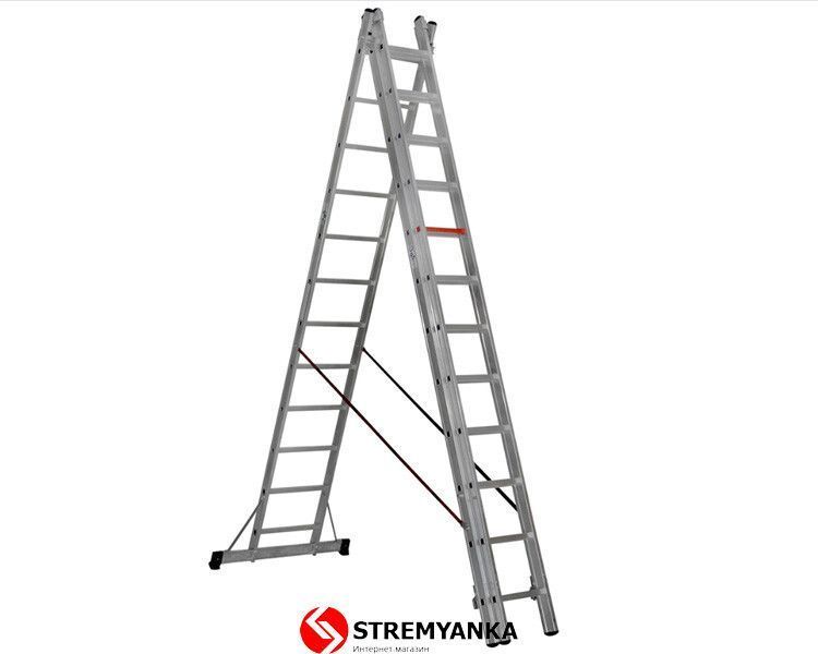 Трисекційна алюмінієва драбина Triomax Pro VIRASTAR 3x12 щаблів TS205 фото