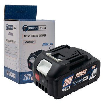 Аккумуляторная батарея PROFI-TEC PT2050DG POWERLine (20 В / 5.0 Ач, высокотоковая, с индикатором) 006615P фото