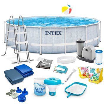 Басейн каркасний 17в1 INTEX 26746 488 х 122 см біло-синій DM-26746-17W1 фото