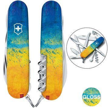 Складной нож Victorinox HUNTSMAN UKRAINE Желто-синий рисунок 1.3713.7.T3100pw 1.3713.7_T3100pw фото