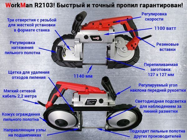 Ручная ленточная пила WorkMan R2103 41068 фото