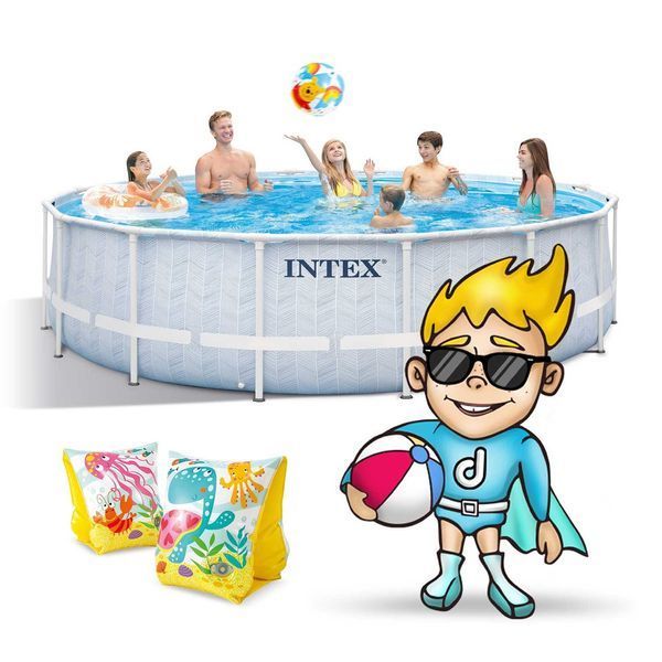 Басейн каркасний 17в1 INTEX 26746 488 х 122 см біло-синій DM-26746-17W1 фото