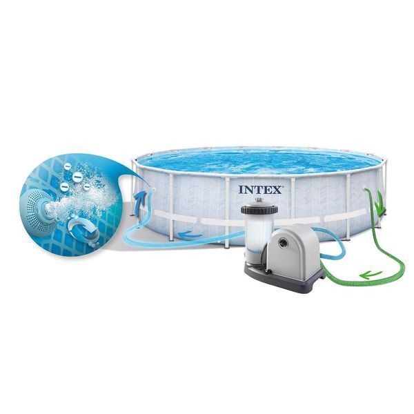 Басейн каркасний 17в1 INTEX 26746 488 х 122 см біло-синій DM-26746-17W1 фото