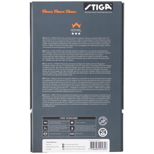 Ракетка для настільного тенісу Stiga Royal WRB 3 Star FL (1213-2818-01) 931153 фото