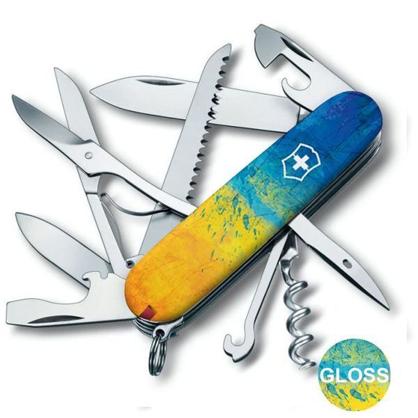 Складной нож Victorinox HUNTSMAN UKRAINE Желто-синий рисунок 1.3713.7.T3100pw 1.3713.7_T3100pw фото