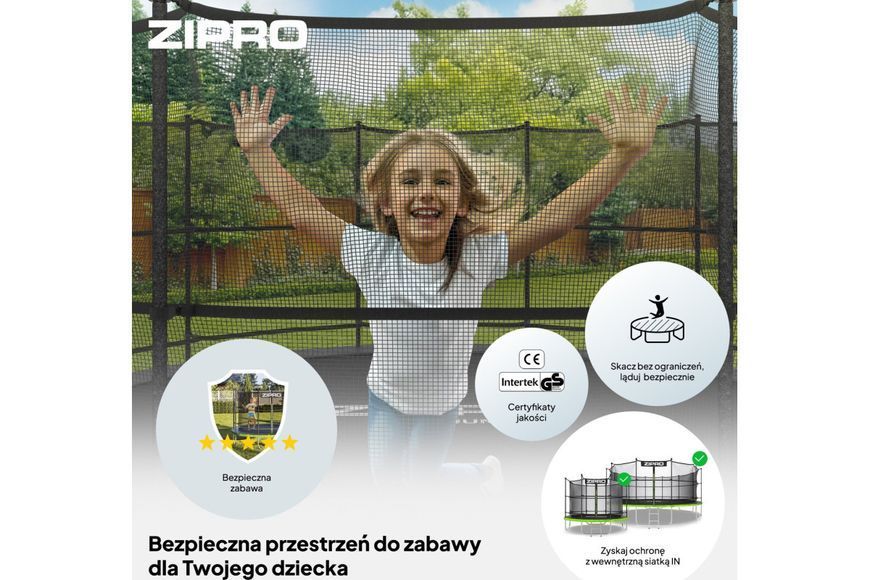 Батут Zipro Jump Pro з внутрішньою сіткою 6 футів 183 см чорно-зелений 5902659843166 5902659843166 фото