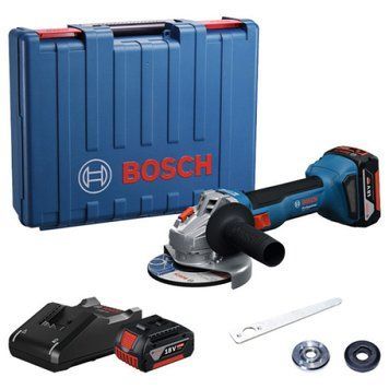 Акумуляторна бещіткова кутова шліфмашина Bosch GWS 18V-8 + (2х акумулятори GBA 18V 4.0Ah + Професійний швидкозарядний пристрій GAL 06019N9020 фото