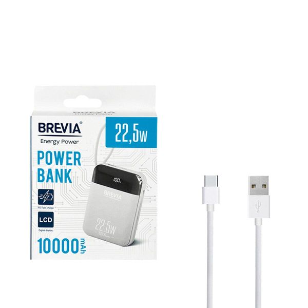 Повербанк (Power Bank) Brevia 10000mAh 22.5W Type-C+Lightning Cable, Li-Pol, LCD 45122L фото