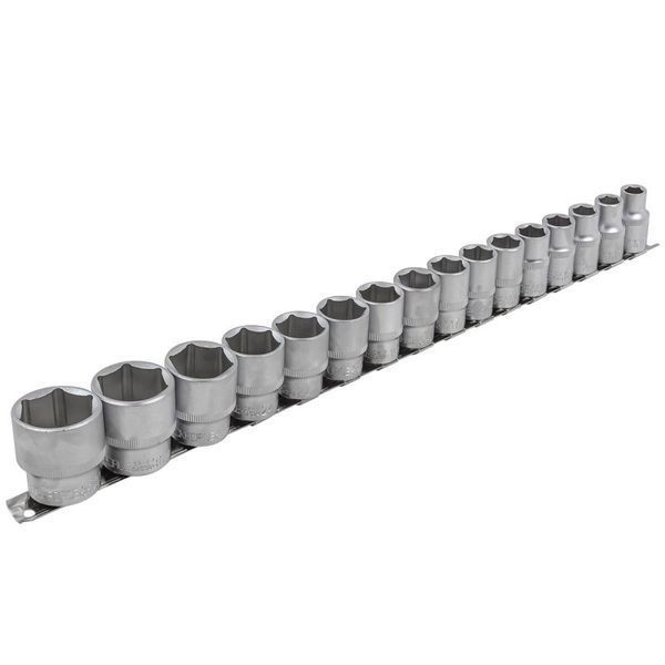 Набір головок 1/2" 6гр. 16пр. (10-19,21,22,24,27,30,32мм) на планці RF-4161-5 11629(for) фото