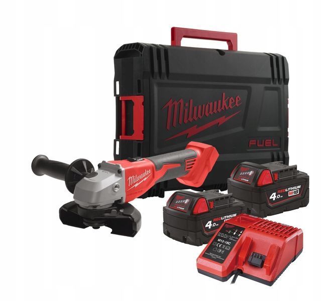 Шліфмашина кутова акумуляторна безщіткова MILWAUKEE, M18 BLSAG125X-402X, 800Вт, діаметр 125мм (зарядний.пристрій М12-18 С, 2 аку 4933492644 фото