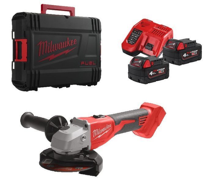 Шліфмашина кутова акумуляторна безщіткова MILWAUKEE, M18 BLSAG125X-402X, 800Вт, діаметр 125мм (зарядний.пристрій М12-18 С, 2 аку 4933492644 фото