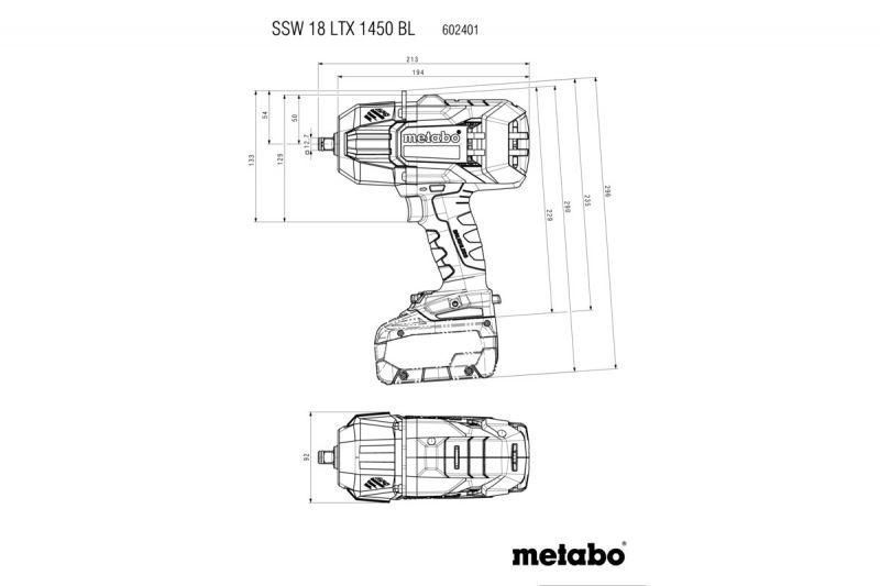 Аккумуляторный ударный гайковерт Metabo SSW 18 LTX 1450 BL 602401660 602401660 фото