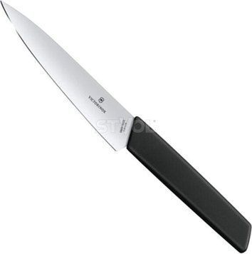 Ніж кухонний універсальний Victorinox Swiss Modern, 15 см, чорний, блістер 6.9013.15B фото