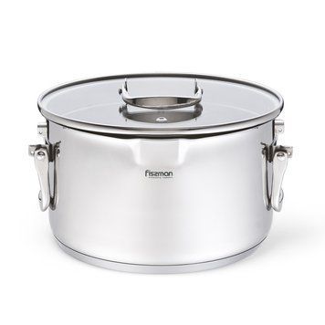 Кастрюля Fissman ADELIE 22x12,5 см/4,6 л со стеклянной крышкой нержавеющая сталь (5227) 5227 фото