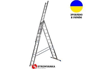 Алюмінієва трьохсекційна драбина 3х12 сходинок TRIOMAX VIRASTAR VTL312 фото