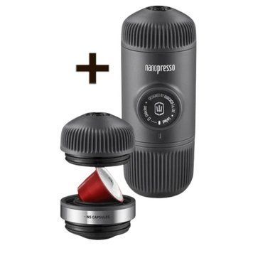 Портативна еспресо-кавоварка Wacaco Nanopresso з адаптером для капсул, механічна, для меленої кави WNANONS фото